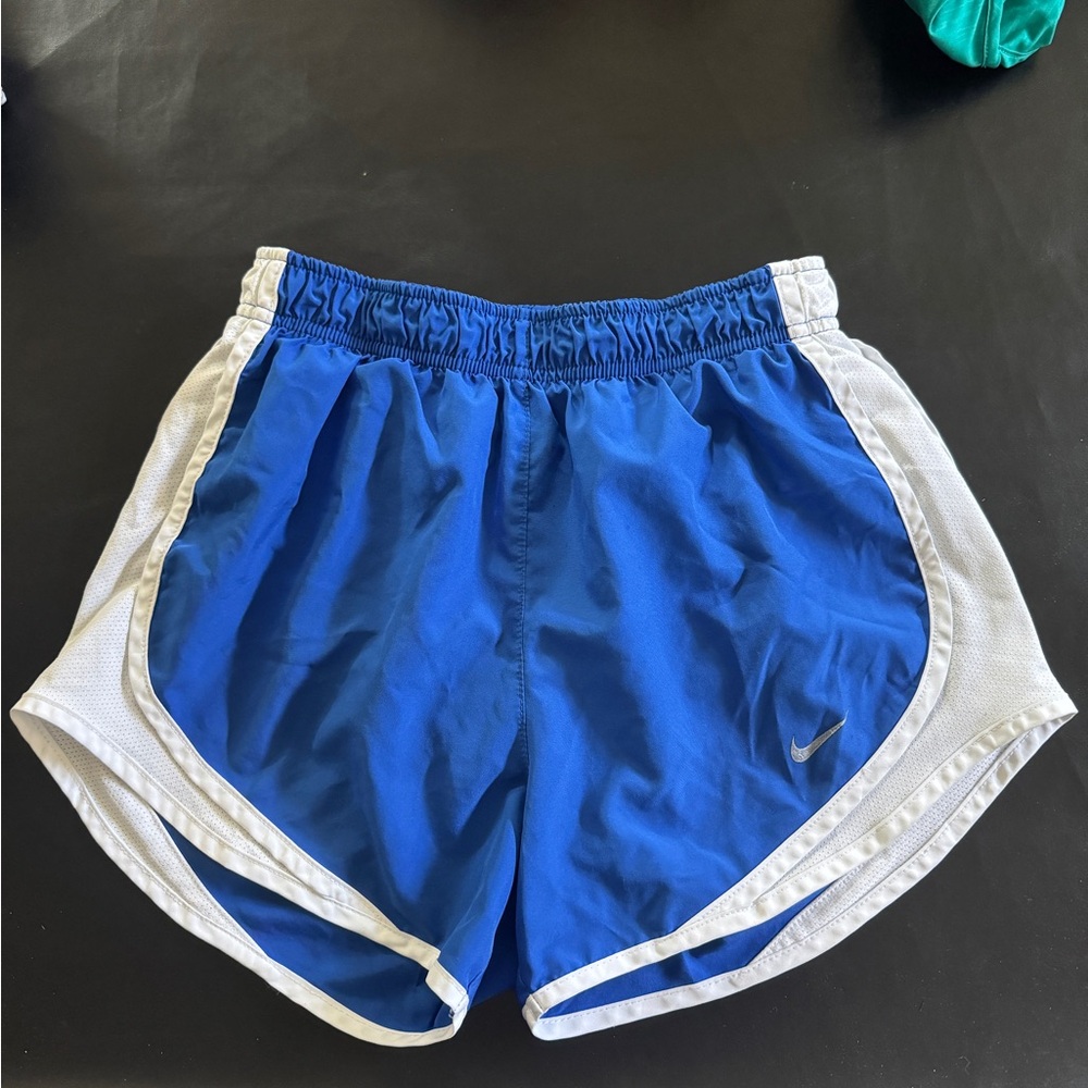 Nike Women's Blue and White Athletic Shorts